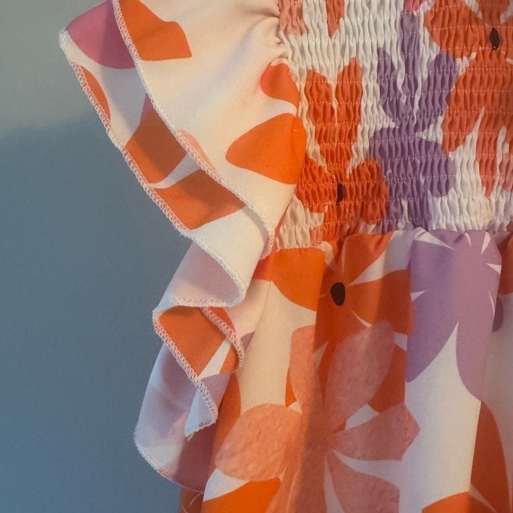 SHEIN  Floral Blouse in Orange and Pink Women’s 1X NWOT - Picture 2 of 8